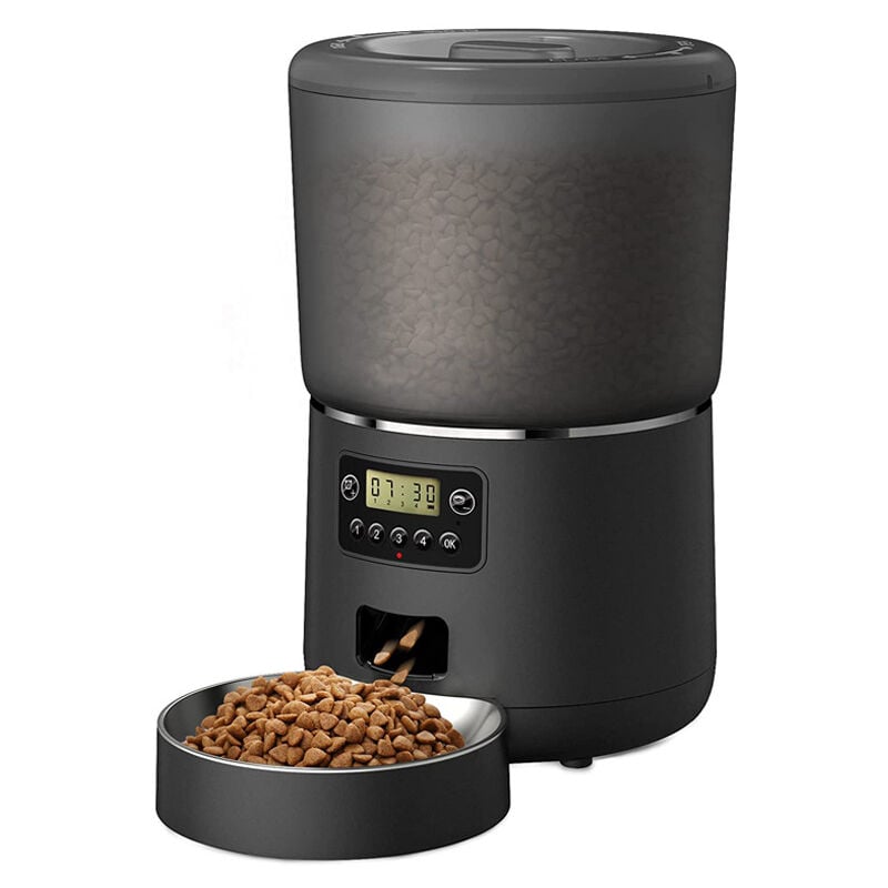 BSR - tonchean Distributeur de croquettes pour chat,Distributeur de Croquettes pour Chats et Chiens, Distributeur Automatique Nourriture, avec Bol en