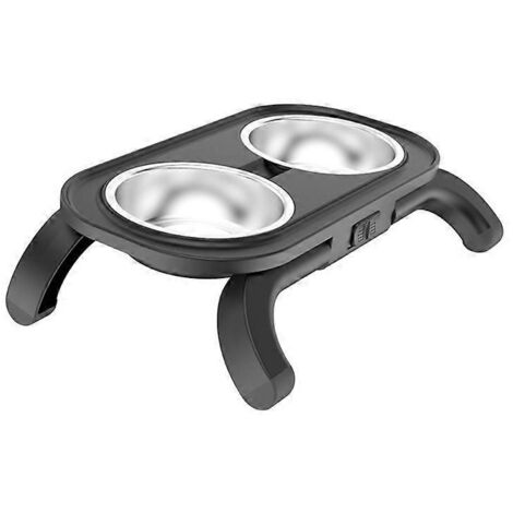 Distributeur de croquettes réglable pour chien, gamelles inox durables, anti-dérapant, 2 bols acier inoxydable, pieds antidérapants.