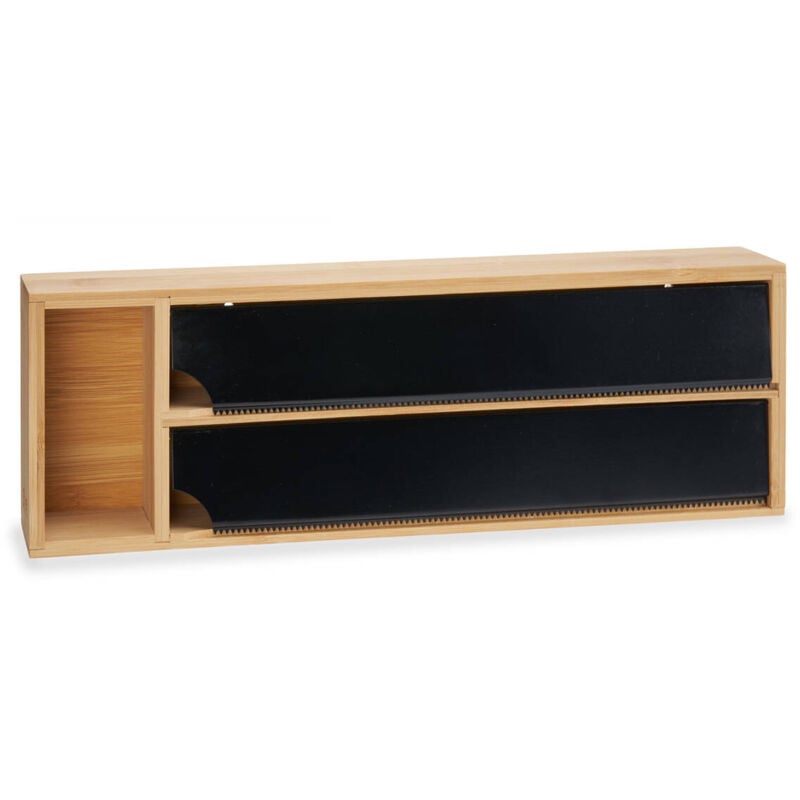 Distributeur de cuisine en bambou pour film alimentaire et papier d'aluminium, 13 x 40 x 7 cm