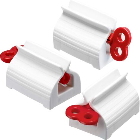 Distributeur de dentifrice pour salle de bain en tube à roulettes 3 pièces (rouge)