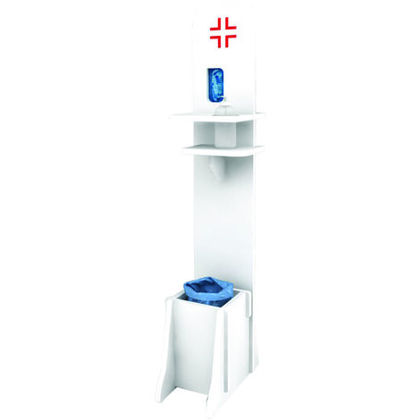 DISTRIBUTEUR DE DÉSINFECTANT, PORTE GANTS ET TOTEM 01 POUBELLE DEBOUT 25x25xH145 cm