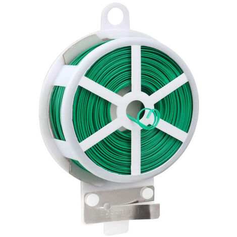 Distributeur de fil de fer avec cutter intégré pour les plantes et le jardin (50 m) Vert