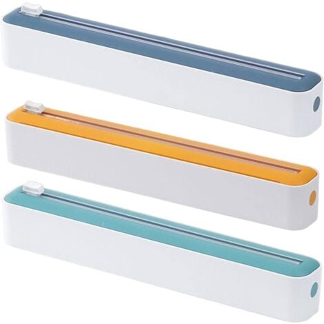 LAUWEXE Distributeur De Film, Rangement Papier Alu Et Film Alimentaire, Boîte De Découpe De Film Alimentaire, Distributeur De Film Alimentaire avec Cutter, Dérouleur Film Alimentaire pour Cuisine