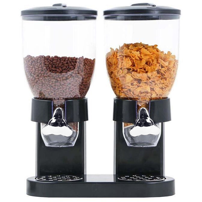Distributeur de flocons d'avoine double en plastique Haloyo Distributeurs de Céréales,Cornflakes Dispenser,pour muesli,cornflakes,Fruits secs,
