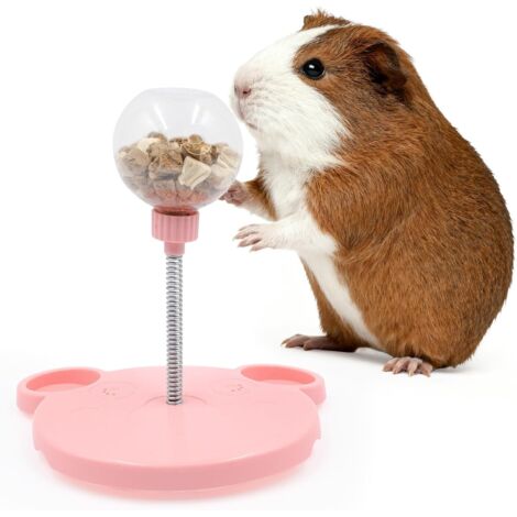 Distributeur de friandises pour petits animaux, un jouet éducatif pour cobayes avec ressort et base, adapté aux lapins, cobayes, chinchillas, souris et autres petits animaux pour la recherche de nourr