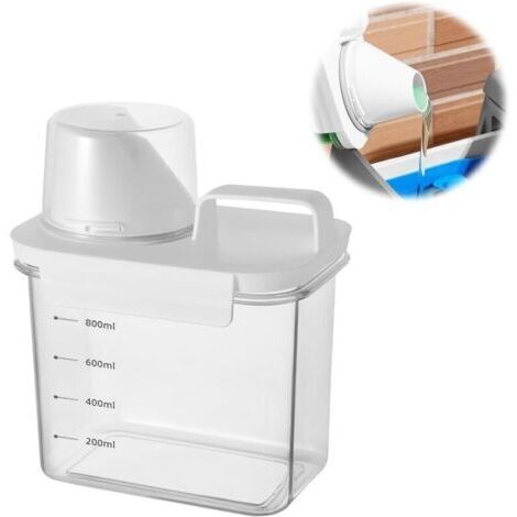 Distributeur de Lessive Hermétique avec Verre Doseur, Boîte de Rangement de Poudre à Laver, Distributeur Lessive liquide, Distributeur de céréales (1100 ml)