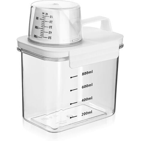 Distributeur de lessive hermétique de 1100 ml avec verre doseur, boîte de rangement, boîte à lessive pour lessive