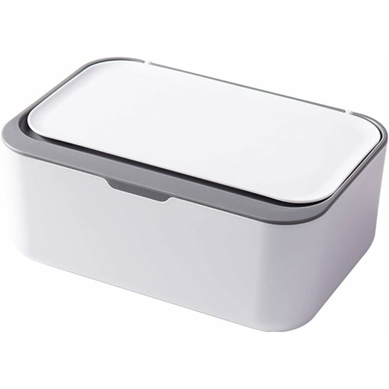 Fei Yu - Distributeur de lingettes pour bébé à couvercle rabattable, blanc gris