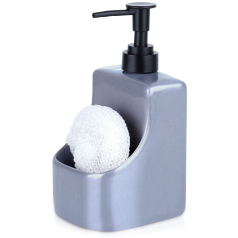 Distributeur de liquide vaisselle pour cuisine, récipient pour éponge, éponge à récurer, gris et noir