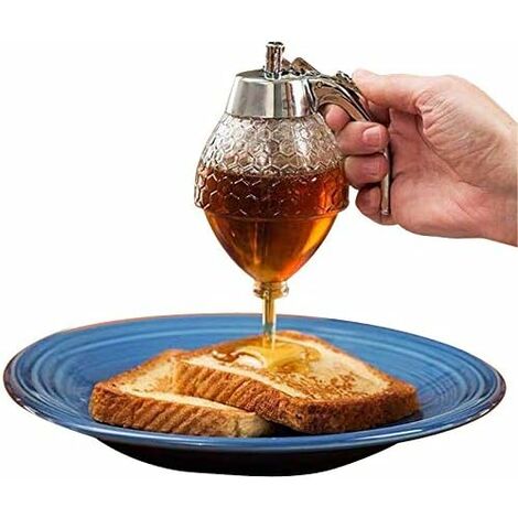 Distributeur de miel Pot de miel Récipient à miel Sirop et sucrier sans goutte Distributeur de récipient à sirop de miel Belle forme de peigne à miel