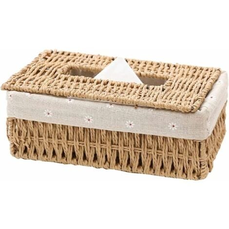 Distributeur de Mouchoirs Style Nordique Boîte de Mouchoirs en Tissage de Bambou Fait à la Main,Boite à Mouchoirs pour Maison Hôtel Bureau Voiture Salle de Bain--TRIMEC
