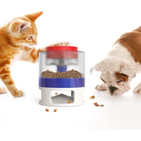 Distributeur de Nourriture pour Chiens Et Chats - Jouet pour Animaux avec Bouton Automatique - Alimentation Lente,entraînement In