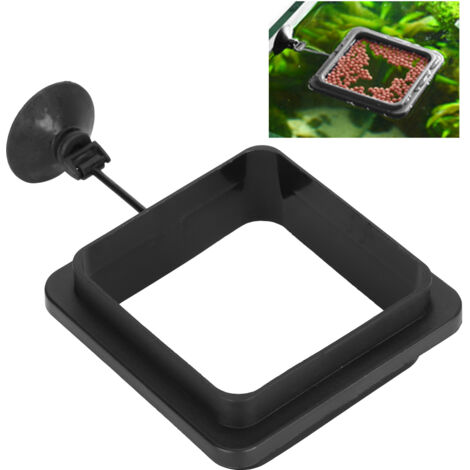 Distributeur de Nourriture pour Poissons Aquarium Réservoir Alimentation Carré Épais Hauteur Augmentée Noir