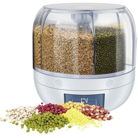 Distributeur de nourriture rond rotatif à 360°,récipient de stockage de riz transparent,boîte de stockage rotative,grand