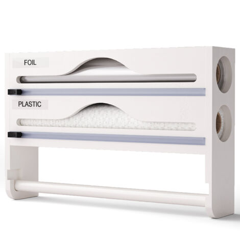Distributeur de papier aluminium avec coupe-papier, deux compartiments, blanc