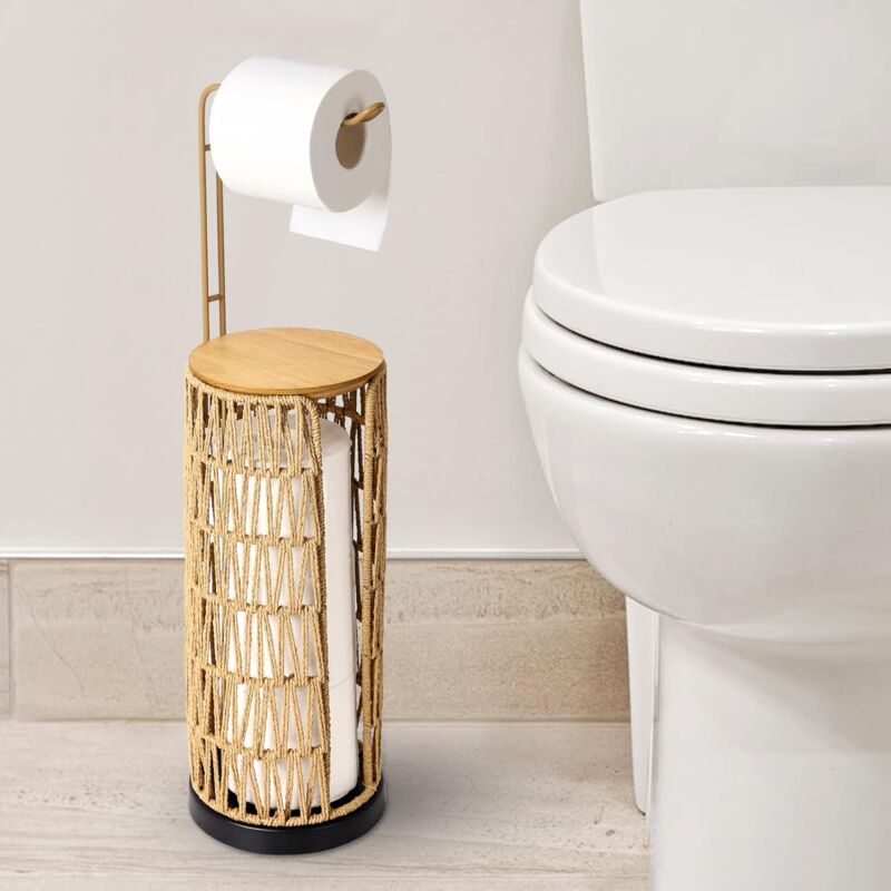 Distributeur de Papier Toilette Autonome Rangement avec étagère, Distributeur de Papier Toilette de Salle de Bain Debout, Rangement de Papier