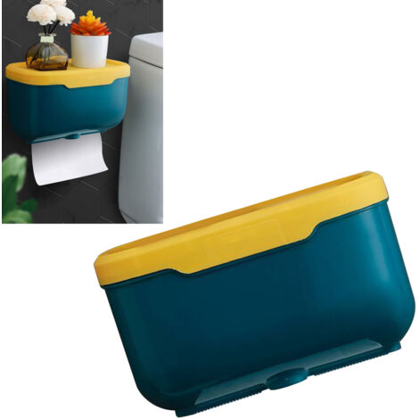 Distributeur de Papier Toilette Murale Multifonctionnel en Plastique avec Compartiment de Stockage - Boîte de Papier Toilette Économisant l'Espace pour Salle de Bain