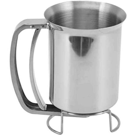 Distributeur de pâte à crêpes en acier inoxydable - Convient pour les cupcakes, bec verseur pratique avec graduations, capacité de 3 tasses, système anti-goutte, facile à nettoyer.