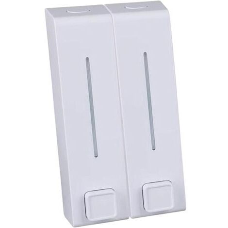 Distributeur de Pompe de Douche Mural 2 en 1 pour Salle de Bain et Organisateur pour shampooing, Savon, après-shampooing, Gel Douche, pour Salle de, Blanche