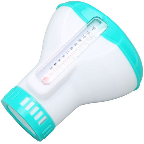 Distributeur de produits chimiques pour spa avec thermomètre, réutilisable, pastilles de chlore flottantes bleu lac pour piscine