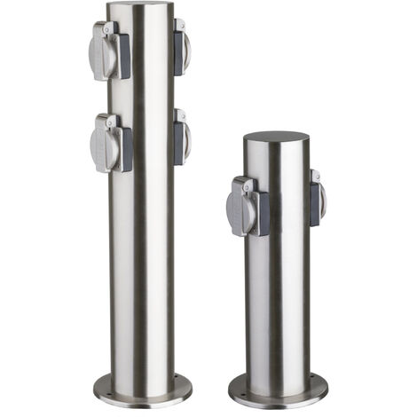 Heitronic Prise de jardin avec sécurité enfant en acier inoxydable 3680W 230V - HEI-35104 - 4 prises