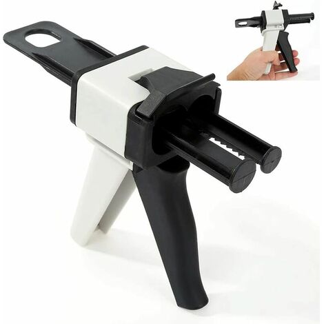 Distributeur de résine époxy 50 ml - Tête mélangeur statique - Rapport 1:1/2:1 - Pistolet applicateur manuel à double cartouche - Pistolet en caoutchouc de silicone (50 ml, comme illustré)