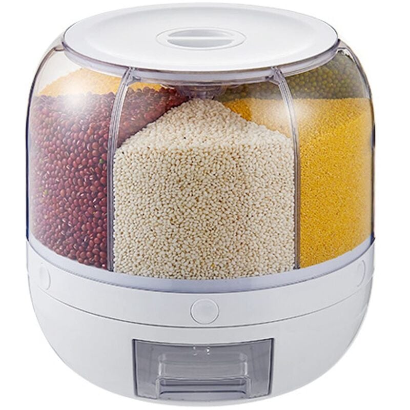 Jusch - Distributeur de Riz, Distributeur de Céréales Rotatif, Stockage de Conteneurs de Riz Domestique, Stockage D'aliments Secs