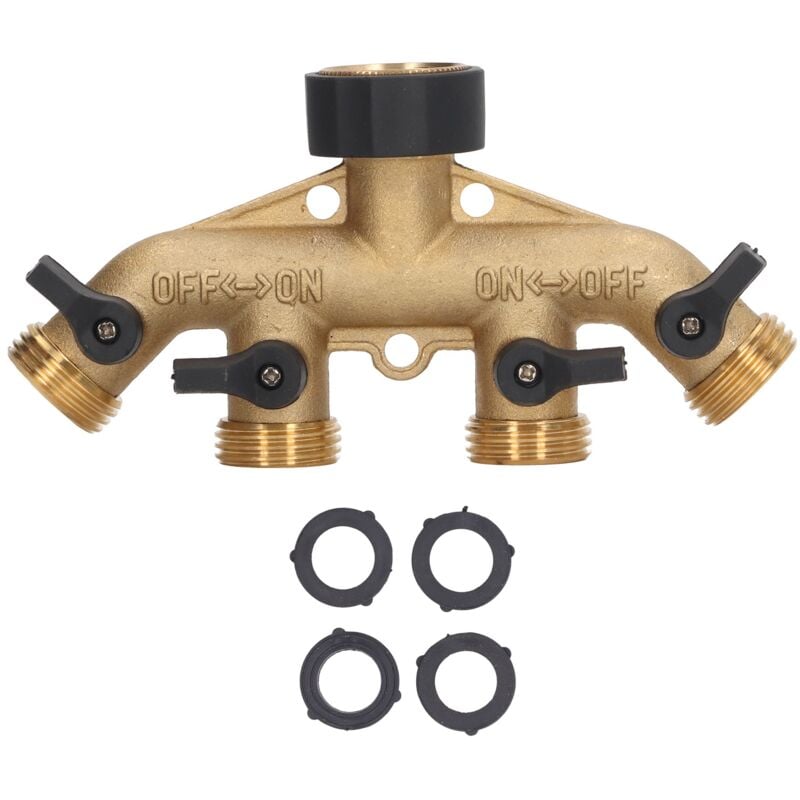 Distributeur de robinet à bille en laiton, séparateur d'eau à 4 voies, pour l'arrosage du jardin, l'irrigation agricole, le lavage de voiture, Style