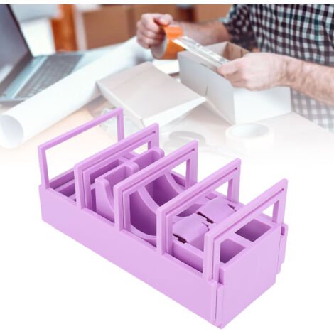 Distributeur de ruban adhésif de bureau avec 2 rouleaux, distribution rapide, porte-ruban extensible et coupe-ruban pour loisirs créatifs et emballage (violet).