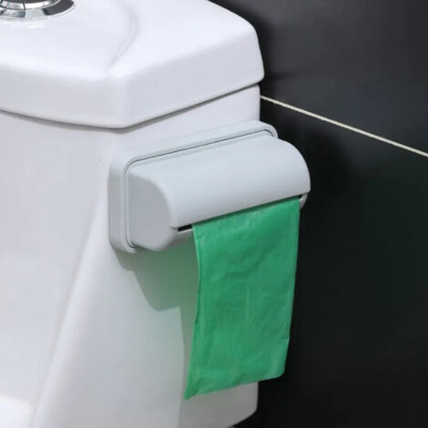 Distributeur de Sacs Poubelle Murale Plastique Sans Perçage Gris - Rangement Kit de Sacs Poubelle pour Cuisine et Toilette