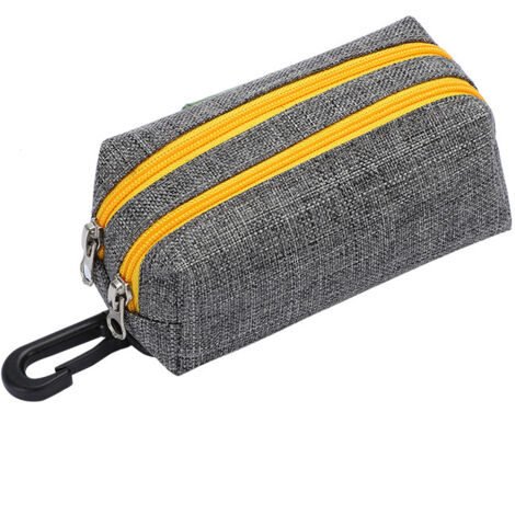 Distributeur de sacs poubelles pour chiens avec 2 fermetures éclair, fermeture à ressort et crochet en tissu Oxford Durable pour la promenade, la course et la randonnée du chien