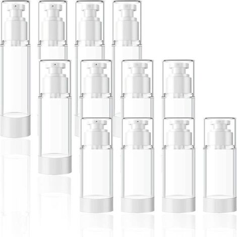 Distributeur de savon 12 pièces Flacon pompe Airless flacon de voyage, 15ml/30ml/50ml Convient pour la distribution de toniques,