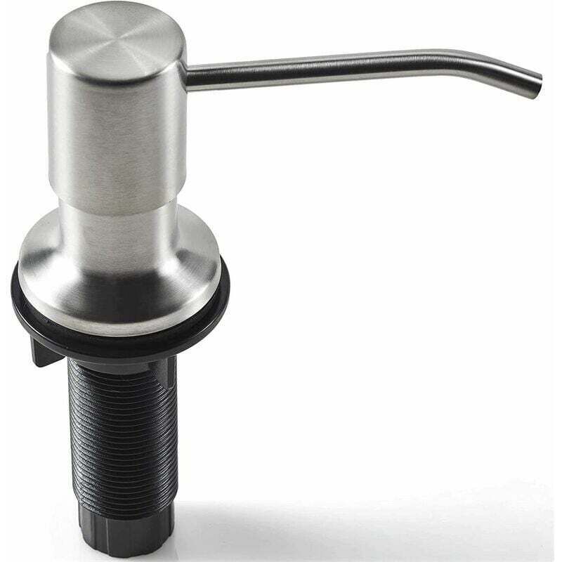 Distributeur de Savon à Vaisselle encastrable pour évier de Cuisine (INOX BROSSÉ Nickel) Fait en Acier Inoxydable, avec réservoir Grande capacité de