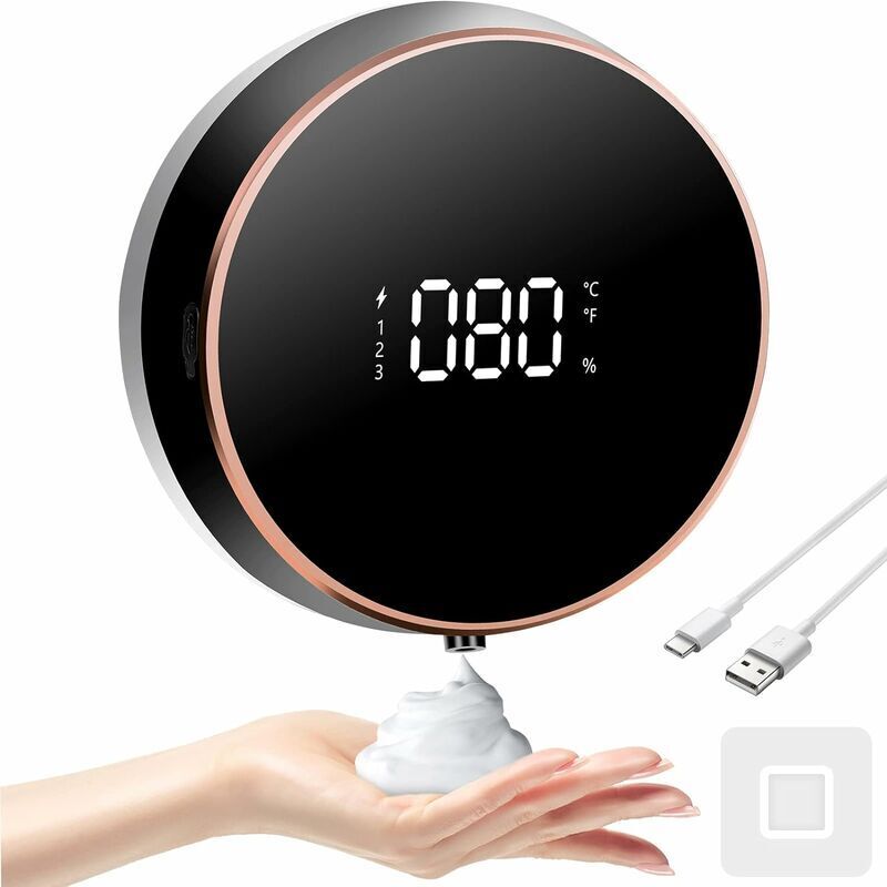 Distributeur de Savon Automatique 3 Niveaux Réglable 300 ml Distributeur Savon Mural Distributeur de Savon Mousse Électrique pour Salle de Bains