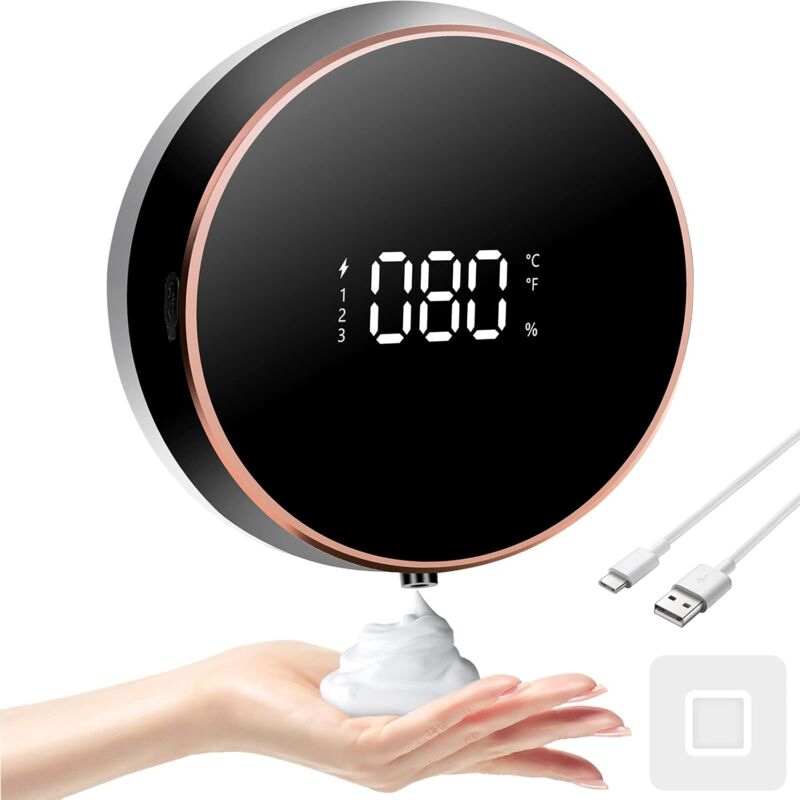 Distributeur de Savon Automatique 3 Niveaux Réglable 300 ML Distributeur Savon Mural Distributeur de Savon Mousse Électrique pour Salle de Bains