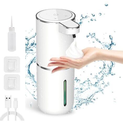 Distributeur de savon automatique, 380 ml, rechargeable par USB, étanche IPX5, pour la cuisine et la salle de bain.