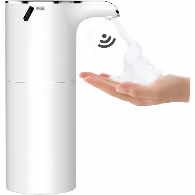 Distributeur de Savon Automatique 450 m, Distributeur Savon Mousse avec usb Rechargeable, Distributeur de Savon à Induction Automatique, pulvérisation