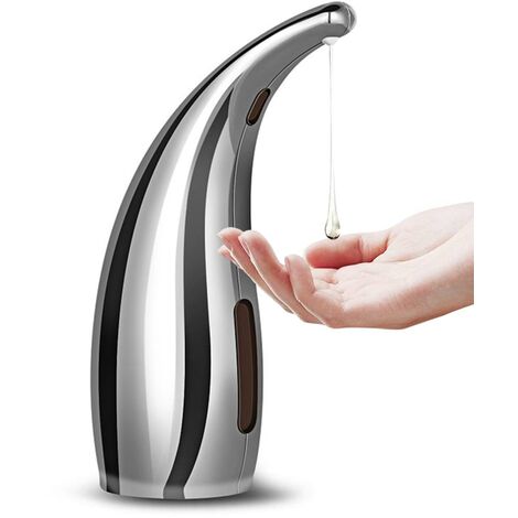 Distributeur de savon automatique de salle de bain 300 ml Distributeur de savon sans contact infrarouge【Argent】