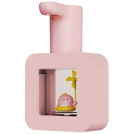 Distributeur de savon automatique- distributeur de savon mousse sans contact mignon de 400 ml- étanche- convient à la famille- à la salle de bain et à l'école (rose).