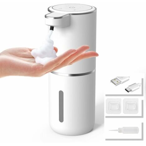 Distributeur de savon automatique, distributeur de savon mural ou de table, réglage à 4 niveaux, infrarouge, idéal pour la maison, le bureau, le bar, rechargeable par USB