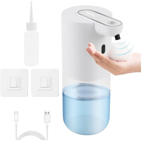Distributeur de savon automatique, distributeur de savon sans contact de 400 ml, rechargeable par USB, support mural étanche IPX5, adapté à la cuisine, à la salle de bain