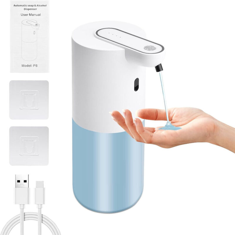 Distributeur de savon automatique – Distributeur de savon sensoriel à 4 niveaux, 1 rechargeable par usb, support mural de 400 ml