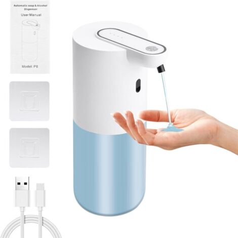 Distributeur de savon automatique – Distributeur de savon sensoriel à 4 niveaux, 1 rechargeable par USB, support mural de 400 ml