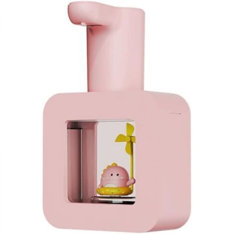 Distributeur de savon automatique, mignon distributeur de savon mousse sans contact, étanche, savon pour les mains pour enfants (rose)