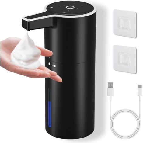 Distributeur de savon automatique sans contact, modèle mural de 400 ml, 4 niveaux de dosage réglables, convient aux salles de bains et aux cuisines.-AquaForge