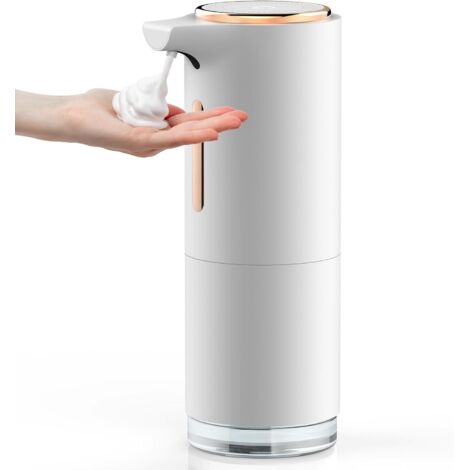 Distributeur de savon automatique suspendu, rechargeable, capacité de 400 ml, 4 réglages ajustables, étanche IPX5.