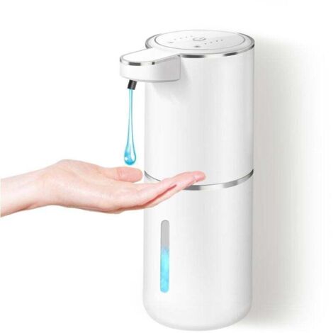 Distributeur de Savon Automatique,380 ML USB C Rechargeable Distributeur de Savon Liquide avec 4 Niveaux Ajustablest