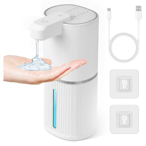 Distributeur de Savon Automatique,380ml Distributeur de Savon Électrique sans Contact Rechargeable,Étanche IPX5 Distributeur Liquide Vaisselle Mural pour Cuisine Salle de Bain Bureau (Liquide,Blanc)
