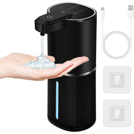 Distributeur de Savon Automatique,380ml Distributeur de Savon Électrique sans Contact Rechargeable,Étanche IPX5 Distributeur Liquide Vaisselle Mural pour Cuisine Salle de Bain Bureau (Liquide,Noir)
