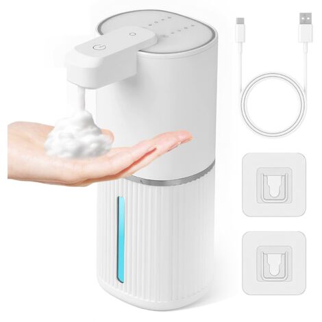 Distributeur de Savon Automatique,380ml Distributeur de Savon Électrique sans Contact Rechargeable,Étanche IPX5 Distributeur Liquide Vaisselle Mural pour Cuisine Salle de Bain Bureau (Mousse,Blanc)
